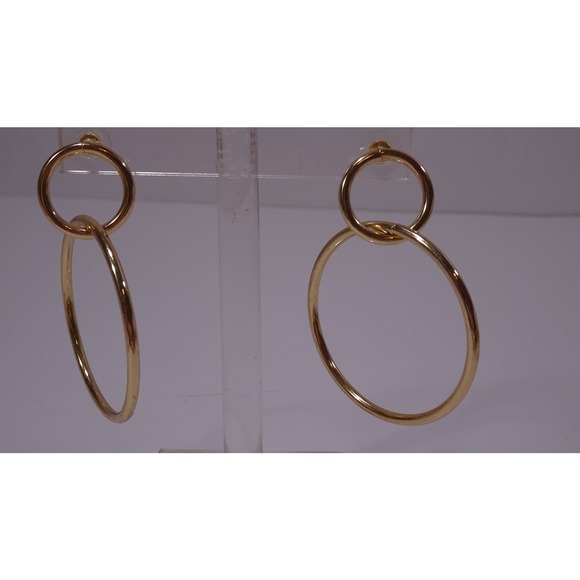 Banana Republic Women's Shiny INTERLOCKING Hoop EARRINGS NWT 58 GOLD - Picture 7 of 11